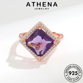 ATHENA JEWELRY Silver เครื่องประดับ แท้ จัตุรัสย้อนยุค 925 เงิน แฟชั่น ผู้หญิง เกาหลี อเมทิสต์โกลด์ ต้นฉบับ เครื่องประดับ แหวน R557