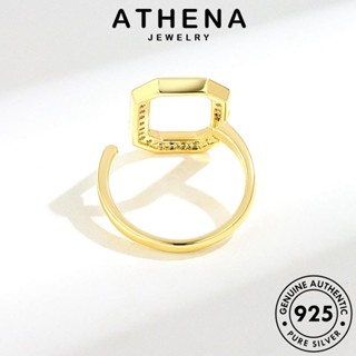 ATHENA JEWELRY แท้ โกลด์ มอยส์ซาไนท์ ไดมอนด์ ผู้หญิง แหวน ต้นฉบับ เกาหลี Silver แฟชั่น สี่เหลี่ยม เครื่องประดับ 925 เงิน เครื่องประดับ R559