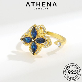 ATHENA JEWELRY ต้นฉบับ แท้ แหวน เกาหลี เครื่องประดับ Silver เงิน แฟชั่น ลัคกี้โคลเวอร์ 925 ผู้หญิง ทองไพลิน เครื่องประดับ R569