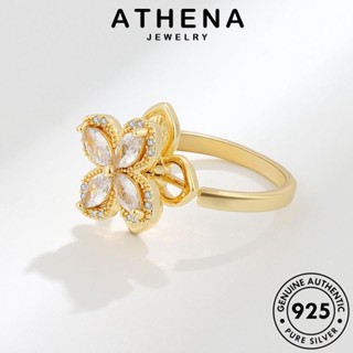 ATHENA JEWELRY เครื่องประดับ เครื่องประดับ ต้นฉบับ Silver แฟชั่น แหวน เกาหลี ลัคกี้โคลเวอร์ แท้ ไดมอนด์ 925 โกลด์ เงิน มอยส์ซาไนท์ ผู้หญิง R591