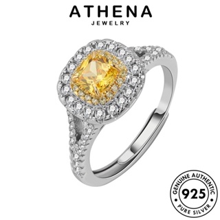 ATHENA JEWELRY เครื่องประดับ เงิน แหวน ผู้หญิง แท้ เครื่องประดับ Silver 925 ซิทริน เกาหลี ต้นฉบับ แฟชั่น สี่เหลี่ยม R593