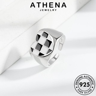 ATHENA JEWELRY เกาหลี กระดานหมากรุกขาวดำ เครื่องประดับ ต้นฉบับ แท้ เงิน 925 Silver แฟชั่น เครื่องประดับ ผู้หญิง แหวน R602