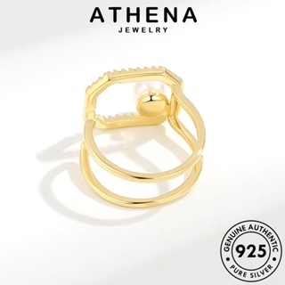 ATHENA JEWELRY เงิน แท้ ไข่มุกทอง แฟชั่น Silver แหวน รูปทรงเรขาคณิตที่เรียบง่าย เครื่องประดับ ผู้หญิง เครื่องประดับ ต้นฉบับ 925 เกาหลี R575