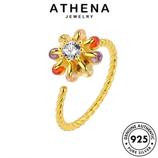 ATHENA JEWELRY โกลด์ กลีบดอกสี ต้นฉบับ 925 ผู้หญิง ไดมอนด์ แหวน แท้ มอยส์ซาไนท์ Silver เงิน เครื่องประดับ แฟชั่น เครื่องประดับ เกาหลี R582