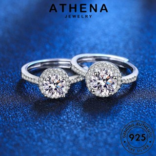 ATHENA JEWELRY แท้ แฟชั่น 925 Silver เกาหลี รอบเจ้าหญิงคลาสสิก ต้นฉบับ เครื่องประดับ เครื่องประดับ แหวน มอยส์ซาไนท์ไดมอนด์ ผู้หญิง เงิน R630