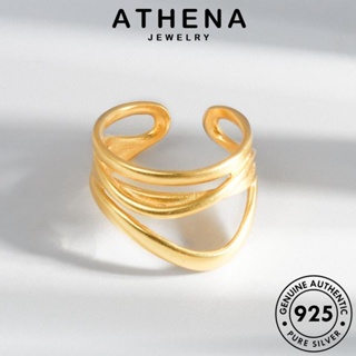 ATHENA JEWELRY เส้นที่เรียบง่าย ทอง เงิน เกาหลี เครื่องประดับ Silver ต้นฉบับ เครื่องประดับ ผู้หญิง แฟชั่น แหวน 925 แท้ R632