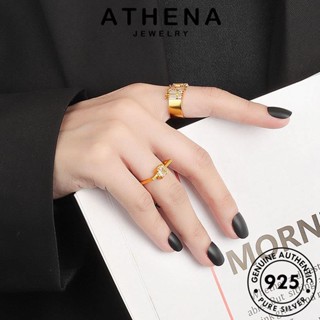 ATHENA JEWELRY ต้นฉบับ Silver เกาหลี เครื่องประดับ สี่เหลี่ยมเรขาคณิต ผู้หญิง แหวน 925 มอยส์ซาไนท์ แฟชั่น ไดมอนด์ เครื่องประดับ โกลด์ แท้ เงิน R678