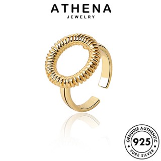 ATHENA JEWELRY ต้นฉบับ เครื่องประดับ แท้ รูปแบบคลื่นที่เรียบง่าย ผู้หญิง แหวน Silver แฟชั่น เครื่องประดับ 925 ทอง เกาหลี เงิน R737