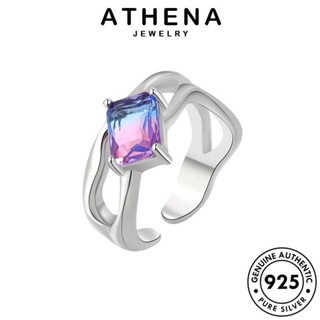 ATHENA JEWELRY เกาหลี เครื่องประดับ เครื่องประดับ ผู้หญิง 925 แท้ เงิน Silver มูนสโตน แหวน ต้นฉบับ แฟชั่น เหลี่ยมเดิม R899