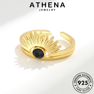 ATHENA JEWELRY ต้นฉบับ เกาหลี แหวน ผู้หญิง เครื่องประดับ Silver เงิน ตาปีศาจ แบล็คไดมอนด์ แท้ ออบซิเดียนโกลด์ 925 แฟชั่น เครื่องประดับ R916