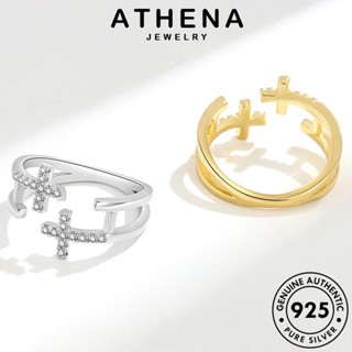 ATHENA JEWELRY 925 เกาหลี ต้นฉบับ มอยส์ซาไนท์ ข้ามกลวง ไดมอนด์ แฟชั่น เครื่องประดับ แท้ แหวน ผู้หญิง เงิน Silver โกลด์ เครื่องประดับ R917