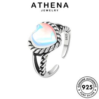 ATHENA JEWELRY เกาหลี แหวน ผู้หญิง ต้นฉบับ เครื่องประดับ 925 หัวใจย้อนยุค แฟชั่น แท้ เงิน มูนสโตน Silver เครื่องประดับ R942