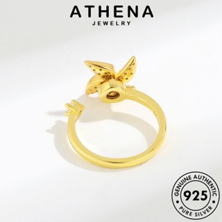 ATHENA JEWELRY โกลด์ ไดมอนด์ Silver แท้ ผู้หญิง 925 เกาหลี แฟชั่น แหวน เงิน เครื่องประดับ เครื่องประดับ มอยส์ซาไนท์ กังหันลมอารมณ์ ต้นฉบับ R962