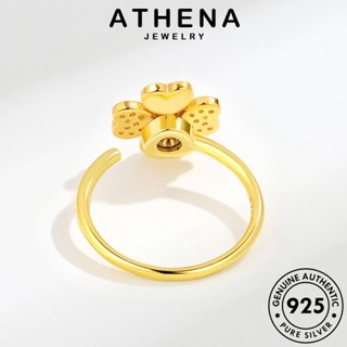 ATHENA JEWELRY ไดมอนด์ Silver เครื่องประดับ เกาหลี ลัคกี้โคลเวอร์ ต้นฉบับ เครื่องประดับ แฟชั่น แท้ มอยส์ซาไนท์ แหวน โกลด์ เงิน ผู้หญิง 925 R964