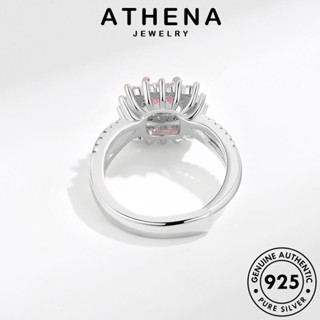 ATHENA JEWELRY เครื่องประดับ แฟชั่น ต้นฉบับ คริสตัลเพชรสีชมพู ตัดเจ้าหญิง Silver เครื่องประดับ เกาหลี 925 แหวน ผู้หญิง แท้ เงิน R968