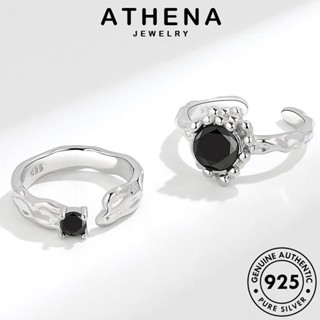 ATHENA JEWELRY เกาหลี แท้ บุคลิกภาพ Silver ต้นฉบับ 925 เครื่องประดับ เครื่องประดับ แหวน เงิน แฟชั่น ผู้หญิง แบล็คไดมอนด์ออบซิเดียน R944