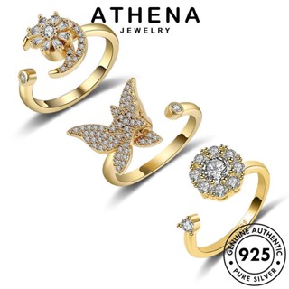 ATHENA JEWELRY เงิน โกลด์ ไดมอนด์ Silver แท้ แฟชั่น ดอกไม้หมุน เครื่องประดับ เครื่องประดับ เกาหลี 925 แหวน มอยส์ซาไนท์ ต้นฉบับ ผู้หญิง R991