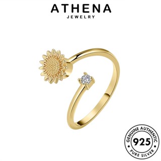 ATHENA JEWELRY เกาหลี แหวน เครื่องประดับ ผู้หญิง Silver ไดมอนด์ โกลด์ แฟชั่น ดอกทานตะวันแฟชั่น มอยส์ซาไนท์ 925 เงิน ต้นฉบับ เครื่องประดับ แท้ R1013