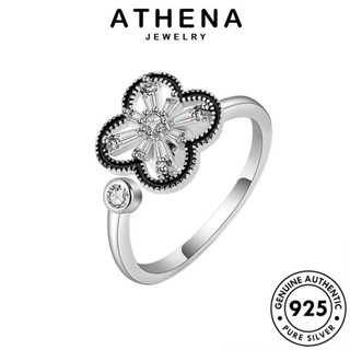 ATHENA JEWELRY Silver แหวน ไดมอนด์ ต้นฉบับ แท้ ผู้หญิง โคลเวอร์หมุน เงิน โกลด์ มอยส์ซาไนท์ เครื่องประดับ เครื่องประดับ 925 แฟชั่น เกาหลี R1021