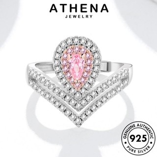 ATHENA JEWELRY เงิน ต้นฉบับ รูปร่างตัววี แหวน เกาหลี คริสตัลเพชรสีชมพู แท้ เครื่องประดับ Silver แฟชั่น 925 ผู้หญิง เครื่องประดับ R1041