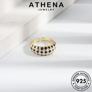 ATHENA JEWELRY เครื่องประดับ แฟชั่น แท้ เกาหลี Silver ต้นฉบับ กระดานหมากรุกง่ายๆ ทอง 925 เครื่องประดับ แหวน เงิน ผู้หญิง R1064