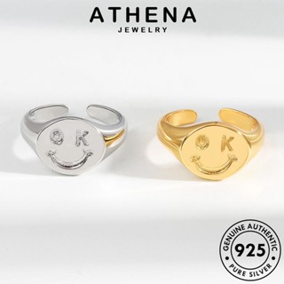 ATHENA JEWELRY แท้ แหวน แฟชั่น เงิน เกาหลี ต้นฉบับ 925 ผู้หญิง เครื่องประดับ เครื่องประดับ Silver ใบหน้ายิ้มส่วนบุคคล ทอง R1065