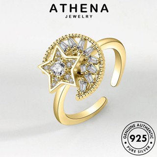 ATHENA JEWELRY ต้นฉบับ ไดมอนด์ เกาหลี เครื่องประดับ Silver 925 แหวน บุคลิกภาพ แท้ มอยส์ซาไนท์ ผู้หญิง เครื่องประดับ เงิน แฟชั่น โกลด์ ดาวเดือน R1036