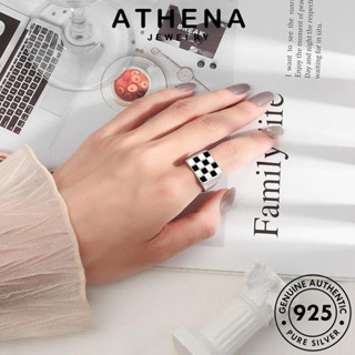 ATHENA JEWELRY เกาหลี ต้นฉบับ แฟชั่น เงิน เครื่องประดับ Silver กระดานหมากรุกแฟชั่น แหวน เครื่องประดับ ผู้หญิง แท้ 925 R1070