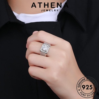 ATHENA JEWELRY บุคลิกภาพ เครื่องประดับ เกาหลี มอยส์ซาไนท์ไดมอนด์ ผู้ชาย แหวน 925 เงิน แฟชั่น แท้ ต้นฉบับ เครื่องประดับ Silver R1137