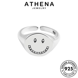 ATHENA JEWELRY ผู้หญิง Silver เงิน 925 ใบหน้ายิ้มส่วนบุคคล แหวน มอยส์ซาไนท์ไดมอนด์ เครื่องประดับ แท้ ต้นฉบับ เกาหลี แฟชั่น เครื่องประดับ R1114