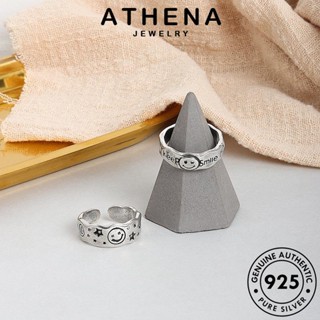 ATHENA JEWELRY เงิน ยิ้มย้อนยุค ต้นฉบับ แท้ คู่รัก เกาหลี แฟชั่น ทอง เครื่องประดับ แหวน 925 เครื่องประดับ Silver R1117