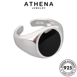 ATHENA JEWELRY ฮิปฮอปเรขาคณิต แฟชั่น เงิน เกาหลี 925 แหวน ต้นฉบับ เครื่องประดับ แบล็คไดมอนด์ ออบซิเดียนโกลด์ Silver เครื่องประดับ แท้ ผู้หญิง R1217