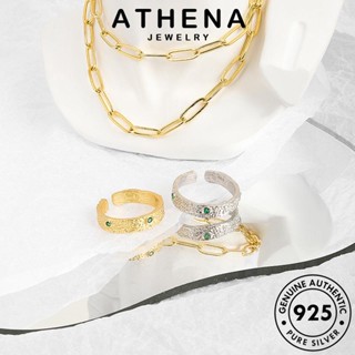 ATHENA JEWELRY Silver แหวน เครื่องประดับ ผู้หญิง เกาหลี พื้นผิวที่ผิดปกติ ต้นฉบับ 925 แฟชั่น แท้ เงิน เครื่องประดับ ทองมรกต R1291