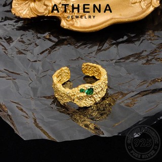 ATHENA JEWELRY แท้ เครื่องประดับ ผู้หญิง แฟชั่น Silver 925 พื้นผิวที่ผิดปกติ เกาหลี แหวน ต้นฉบับ เงิน ทองมรกต เครื่องประดับ R1301