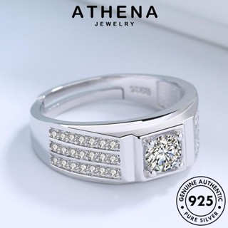 ATHENA JEWELRY แหวน เงิน ผู้ชาย เกาหลี เรียบง่าย ไดมอนด์ 925 ต้นฉบับ มอยส์ซาไนท์ โกลด์ แท้ แฟชั่น Silver เครื่องประดับ เครื่องประดับ R1416