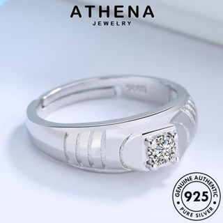 ATHENA JEWELRY ผู้ชาย เครื่องประดับ แท้ โกลด์ เงิน เครื่องประดับ แหวน เกาหลี ไดมอนด์ มอยส์ซาไนท์ ต้นฉบับ Silver แฟชั่น 925 เส้น R1418