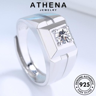 ATHENA JEWELRY เงิน ต้นฉบับ โกลด์ Silver แท้ เรียบง่าย แฟชั่น ผู้ชาย 925 แหวน เครื่องประดับ มอยส์ซาไนท์ เกาหลี เครื่องประดับ ไดมอนด์ R1421