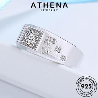 ATHENA JEWELRY ไดมอนด์ ต้นฉบับ เงิน ผู้ชาย เกาหลี เครื่องประดับ เครื่องประดับ แหวน โกลด์ Silver เรียบง่าย แฟชั่น 925 แท้ มอยส์ซาไนท์ R1424