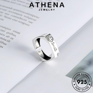 ATHENA JEWELRY เงิน แฟชั่น หน้ายิ้มสี่เหลี่ยม เครื่องประดับ เกาหลี Silver ผู้หญิง เครื่องประดับ แหวน แท้ ต้นฉบับ 925 R1430