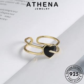 ATHENA JEWELRY เกาหลี เงิน Silver ผู้หญิง เครื่องประดับ เครื่องประดับ แบล็คไดมอนด์ เรียบง่าย แท้ แหวน ออบซิเดียนโกลด์ 925 ต้นฉบับ แฟชั่น R1435