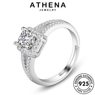 ATHENA JEWELRY ต้นฉบับ ไดมอนด์ แฟชั่น โกลด์ แหวน เครื่องประดับ จัตุรัสแฟชั่น เกาหลี เงิน Silver มอยส์ซาไนท์ เครื่องประดับ แท้ ผู้หญิง 925 R1436