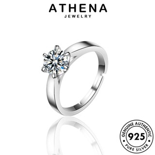 ATHENA JEWELRY เงิน แฟชั่น คลาสสิก 925 แท้ เกาหลี แหวน เครื่องประดับ เครื่องประดับ Silver มอยส์ซาไนท์ไดมอนด์ ต้นฉบับ คู่รัก R1445