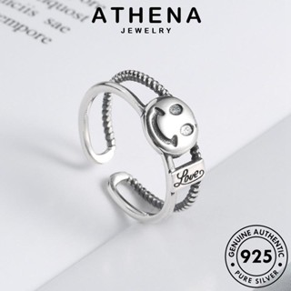 ATHENA JEWELRY แท้ ผู้หญิง แหวน ใบหน้ายิ้มส่วนบุคคล เครื่องประดับ เกาหลี แฟชั่น 925 เงิน เครื่องประดับ ต้นฉบับ Silver R1457