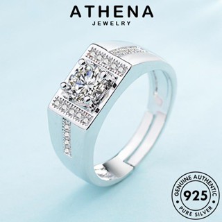 ATHENA JEWELRY ผู้ชาย 925 โกลด์ เงิน เครื่องประดับ แท้ แฟชั่น เครื่องประดับ มอยส์ซาไนท์ เกาหลี ไดมอนด์ Silver แหวน ต้นฉบับ R1670