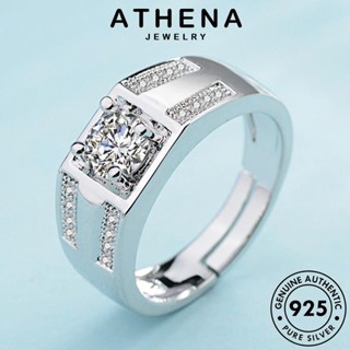 ATHENA JEWELRY ไดมอนด์ เกาหลี บุคลิกภาพ เครื่องประดับ 925 โกลด์ เงิน แท้ มอยส์ซาไนท์ แหวน แฟชั่น ผู้หญิง เครื่องประดับ ต้นฉบับ Silver R1674