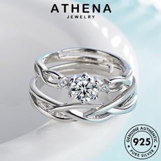 ATHENA JEWELRY เกาหลี 925 เครื่องประดับ แฟชั่น เครื่องประดับ คู่รัก เงิน Silver ความรักที่พันกัน แท้ ต้นฉบับ มอยส์ซาไนท์ไดมอนด์ แหวน R1680