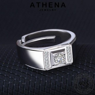 ATHENA JEWELRY เกาหลี เงิน ต้นฉบับ เครื่องประดับ 925 มอยส์ซาไนท์ไดมอนด์ แท้ แฟชั่น ผู้ชาย เรียบง่าย Silver แหวน เครื่องประดับ R1699