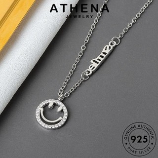 ATHENA JEWELRY ใบหน้ายิ้มง่าย จี้ เงิน เครื่องประดับ ต้นฉบับ เกาหลี ผู้หญิง เครื่องประดับ แท้ โกลด์ มอยส์ซาไนท์ สร้อยคอ ไดมอนด์ 925 แฟชั่น Silver N29