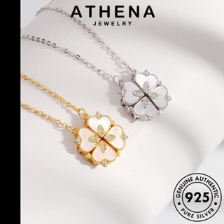 ATHENA JEWELRY ผู้หญิง 925 แท้ มอยส์ซาไนท์ เครื่องประดับ เกาหลี สร้อยคอ จี้ Silver ไดมอนด์ เงิน เครื่องประดับ ต้นฉบับ โกลด์ โคลเวอร์ที่สวยงาม แฟชั่น N35