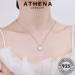 ATHENA JEWELRY ต้นฉบับ สี่เหลี่ยมสีขาว หยก แท้ สร้อยคอ เครื่องประดับ แฟชั่น 925 จี้ เครื่องประดับ Silver เกาหลี เงิน ผู้หญิง N7